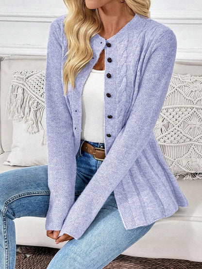Mirelisse Soft Button Ribbed Cardigan