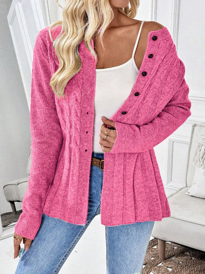 Mirelisse Soft Button Ribbed Cardigan