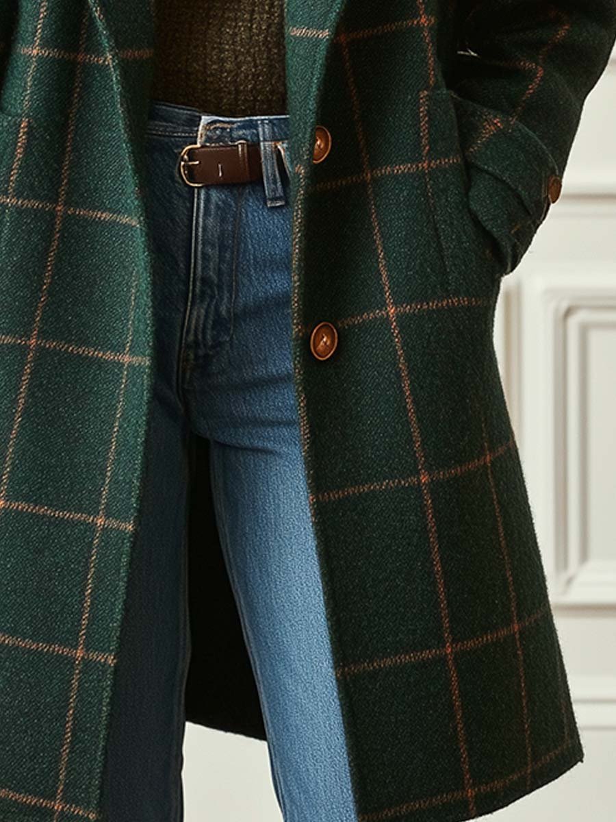 Valeria Elegant Wool Check Coat
