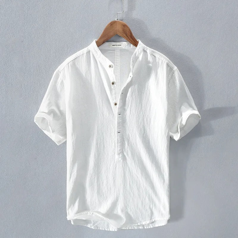 Santorini Luxury Linen Button-Up