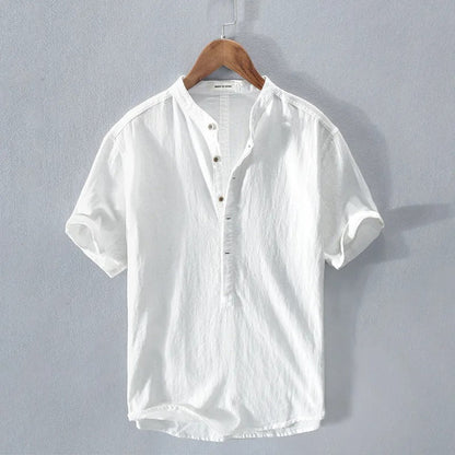 Santorini Luxury Linen Button-Up